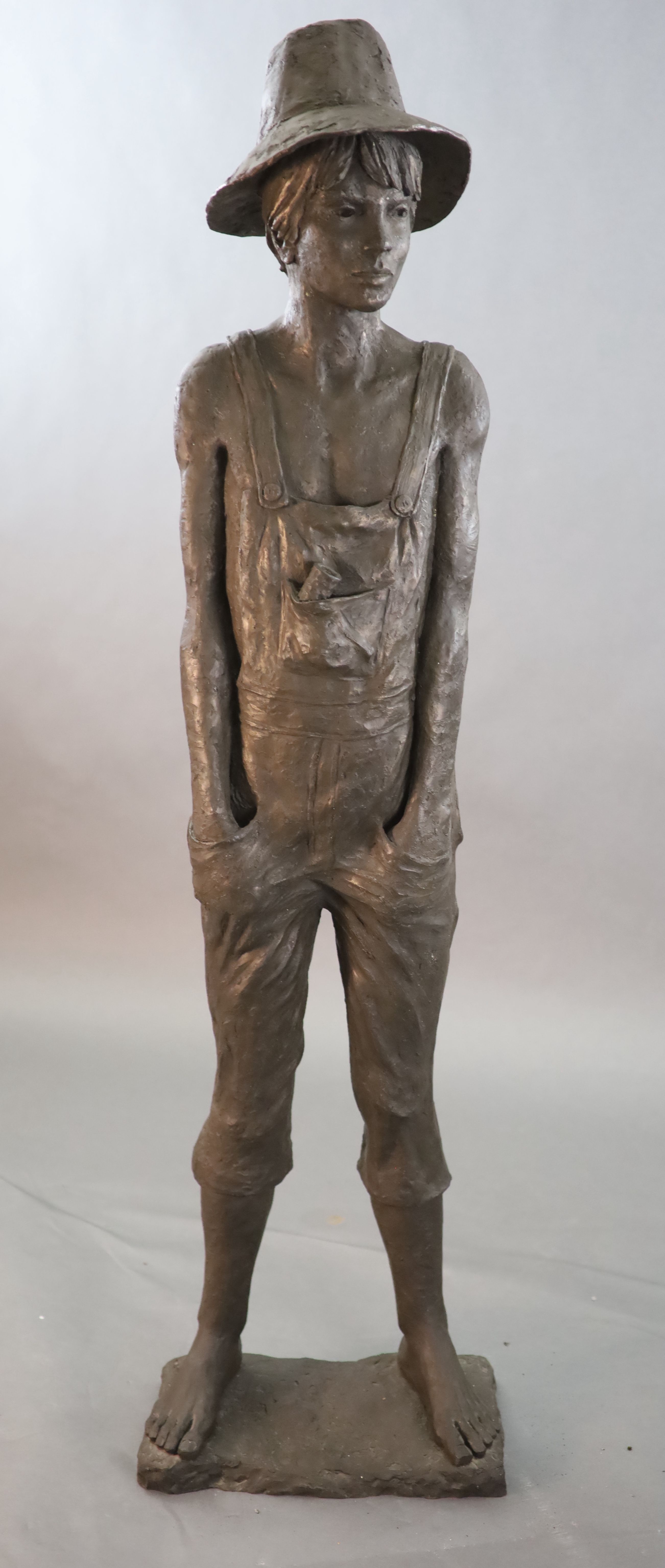 A Neil Godfrey bronzed composition life size figure of Tom Sawyer, height 5ft 2in.